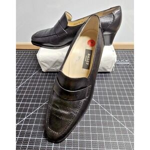 BALLY VASANO‎ SWITZERLAND Black Leather Loafer block heel woman UK 5.5/ US7.5-8